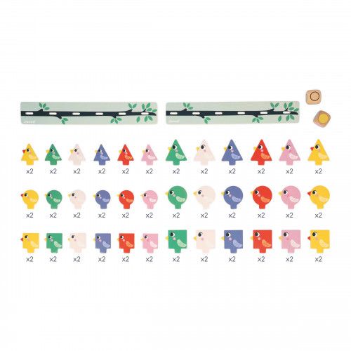 Jeu éducatif en bois, jeu formes couleurs et tailles, oiseaux, jeu pédagogique maternelle pour enfant dès 2 ans JANOD