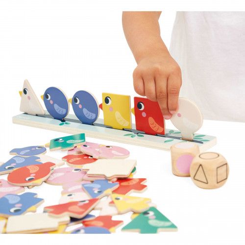 Jeu éducatif en bois, jeu formes couleurs et tailles, oiseaux, jeu pédagogique maternelle pour enfant dès 2 ans JANOD