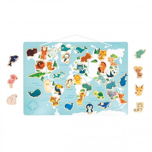 Janod - Puzzle Geant Enfant - Grande Carte Du Monde Des Animaux 300 Pieces  ( 99 X 69 Cm) - Collection Mappemonde Janod - Geographique - Jeu Educatifs  - Nouveaute - Animaux - Rue du Commerce