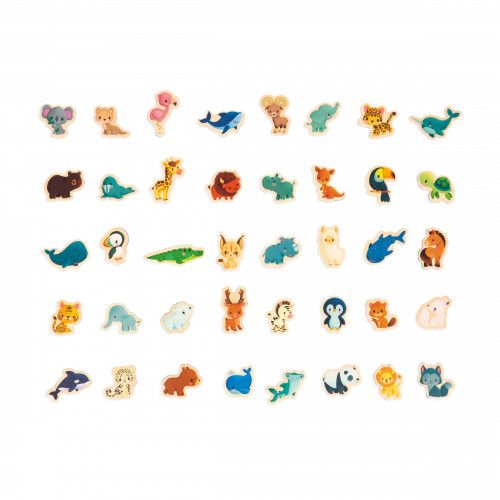 Puzzle magnétique, carte du monde, planisphère animaux, carte aimantée et 40 magnets, pour enfant dès 2 ans JANOD