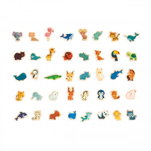 Puzzle magnétique, carte du monde, planisphère animaux, carte aimantée et 40 magnets, pour enfant dès 2 ans JANOD