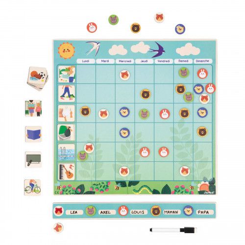 Tableau organisation famille - Tableau pour enfant : Calendrier aimanté -  Janod