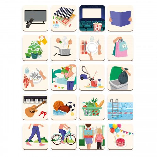 Tableau d'organisation magnétique, 55 magnets et 7 stickers, organiser la semaine en famille, pour enfant dès 3 ans JANOD