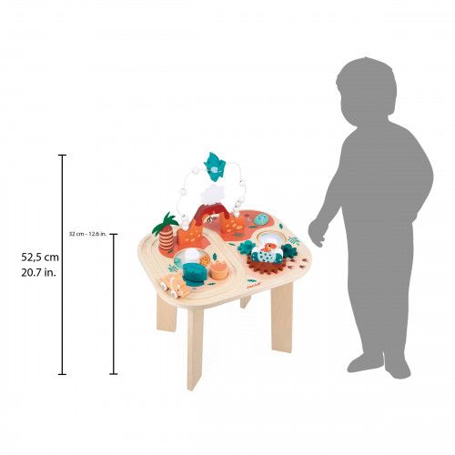 Table d'activités en bois bébé, table multi-activités dinosaures, 8 activités, jouet éveil dino enfant dès 12 mois / 1 an JANOD