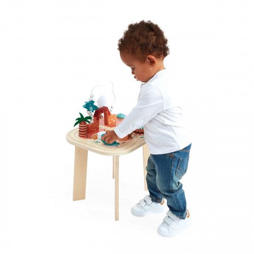 Table d'activités en bois bébé, table multi-activités dinosaures, 8 activités, jouet éveil dino enfant dès 12 mois / 1 an JANOD