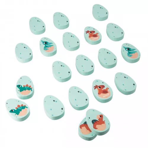 Jeu de mémo en bois, jeu dinosaures bébé, jeu de mémoire dino, jeu de société pour enfant dès 2 ans JANOD