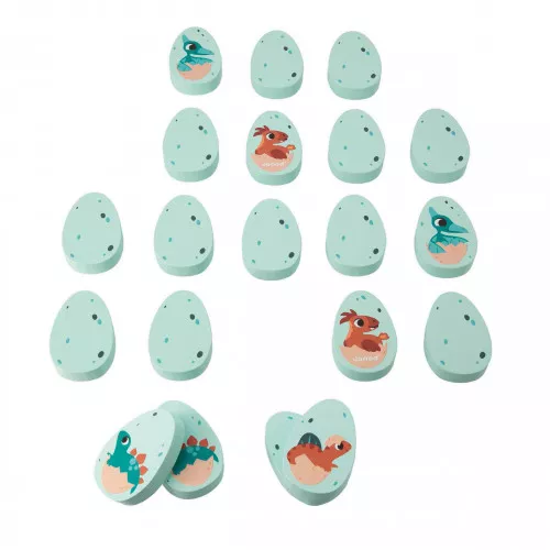 Jeu de mémo en bois, jeu dinosaures bébé, jeu de mémoire dino, jeu de société pour enfant dès 2 ans JANOD