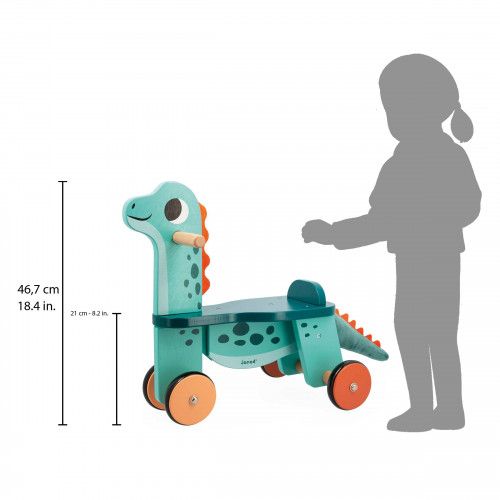 Porteur dinosaure bébé, porteur en bois, Portosaurus, jouet éveil, trotteur dino pour enfant dès 12 mois / 1 an JANOD