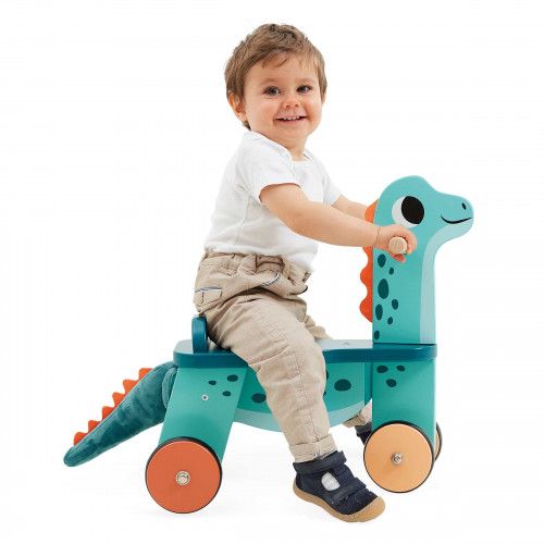 Porteur dinosaure bébé, porteur en bois, Portosaurus, jouet éveil, trotteur dino pour enfant dès 12 mois / 1 an JANOD
