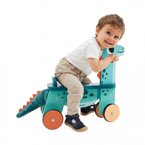 Porteur dinosaure bébé, porteur en bois, Portosaurus, jouet éveil, trotteur dino pour enfant dès 12 mois / 1 an JANOD
