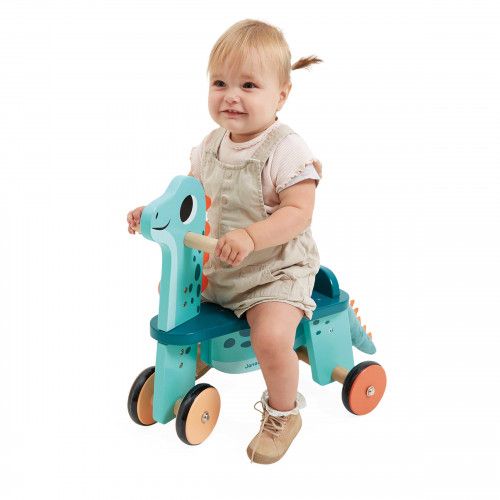 Porteur dinosaure bébé, porteur en bois, Portosaurus, jouet éveil, trotteur dino pour enfant dès 12 mois / 1 an JANOD