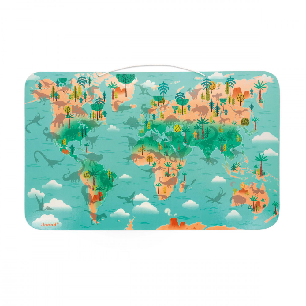 Puzzle monde - Planisph?�re magn?�tique dinosaure - Jeu ?�ducatif enfant - Janod