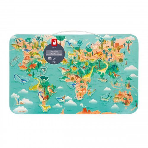 J05836	Planisphère Magnétique Dino	Puzzle magnétique, carte du monde, planisphère dinosaures, puzzle dinosaure pour enfant dès 7