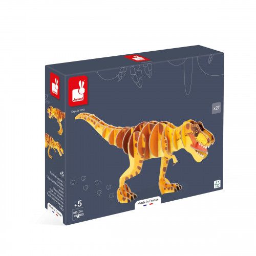 Puzzle 3D dinosaure, puzzle en volume, 27 pièces, carton FSC, puzzle T-Rex pour enfant dès 5 ans JANOD