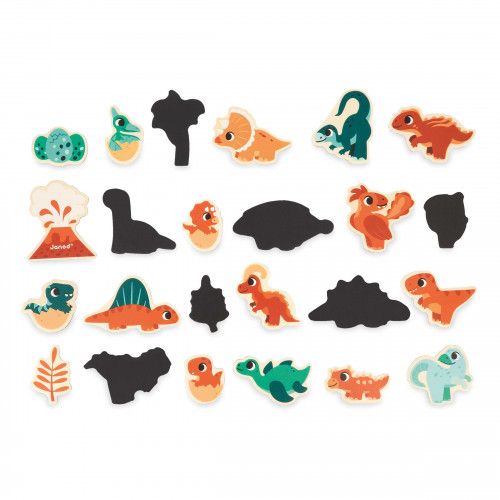 Magnets dinosaures, magnets en bois, aimants dino, aimants dinosaures, 24 pièces, pour bébé et enfant dès 2 ans JANOD