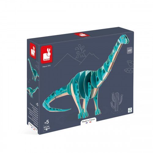 Puzzle 3D dinosaure, puzzle en volume, puzzle Diplodocus, 42 pièces, carton FSC, pour enfant dès 5 ans JANOD