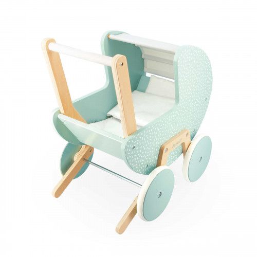 Landau de poupée en bois blanc Toy Pram