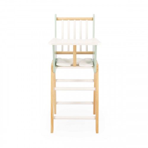 Chaise haute en bois pour poupon, mobilier accessoire poupon, chaise haute verte, jouet imitation pour enfant dès 3 ans JANOD