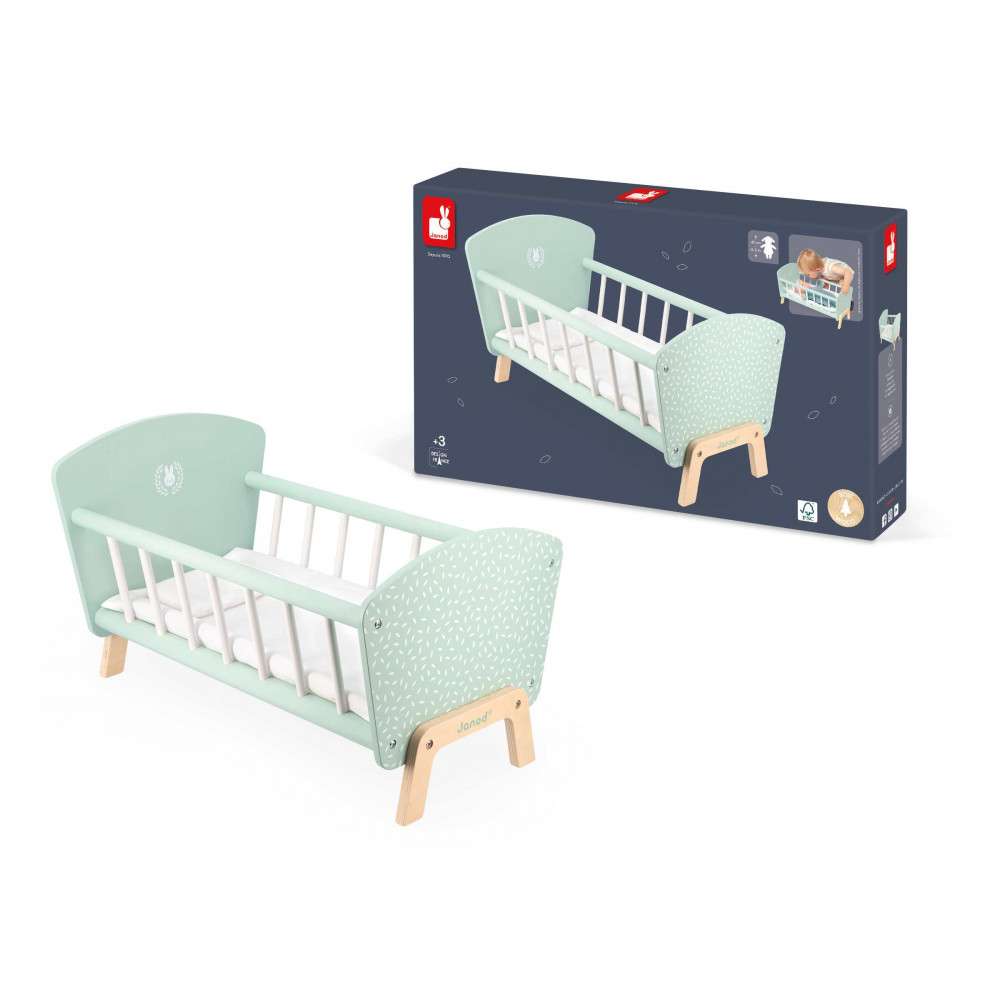 Lit De Poupée Miniature En Bois 1:12 - 11,2x7x8,2 Cm - Accessoire Maison De Poupée, Berceau Bébé Jouet