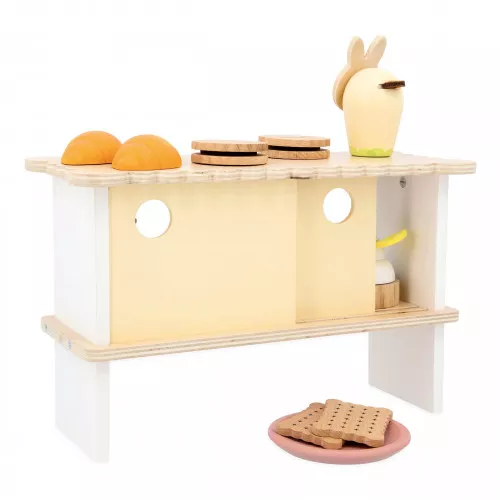 Marchande en bois, stand de pâtisserie et 13 accessoires, gâteaux, jouet imitation, dinette pour enfant dès 3 ans JANOD