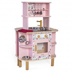 Cucina in legno rosa per bambine, cucine giocattolo bianca per bambina con  padella e pentola inclusa.