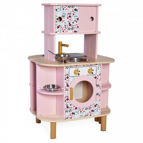 Cuisine en bois, cuisine jouet, dinette + 8 accessoires, sonore + lumineuse, cuisine ouverte double face, enfant dès 3 ans JANOD