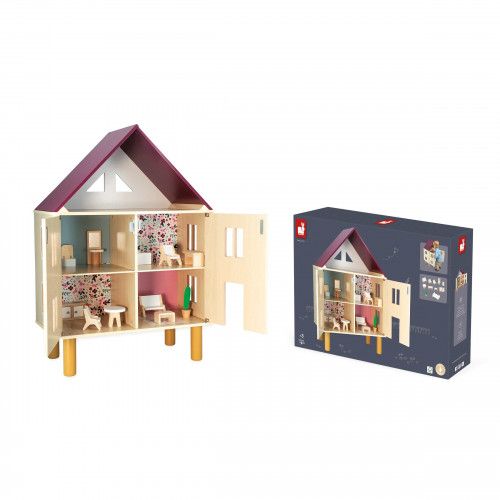 Maison de poupée en bois, maison de poupées Twist, 11 accessoires, magnétique, pour enfant dès 3 ans JANOD