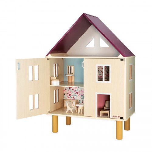 Maison de poupée en bois, maison de poupées Twist, 11 accessoires, magnétique, pour enfant dès 3 ans JANOD