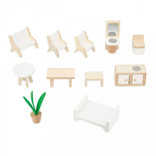 Maison de poupée en bois, maison de poupées Twist, 11 accessoires, magnétique, pour enfant dès 3 ans JANOD