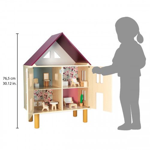 Maison de poupée en bois, maison de poupées Twist, 11 accessoires, magnétique, pour enfant dès 3 ans JANOD