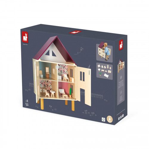 Maison de poupée en bois, maison de poupées Twist, 11 accessoires, magnétique, pour enfant dès 3 ans JANOD