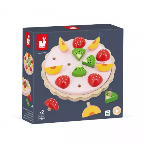 Dinette bois, set cuisine jouet, tarte aux fruits, 14 accessoires, jeu encastrement, jouet imitation bébé enfant dès 2 ans JANOD