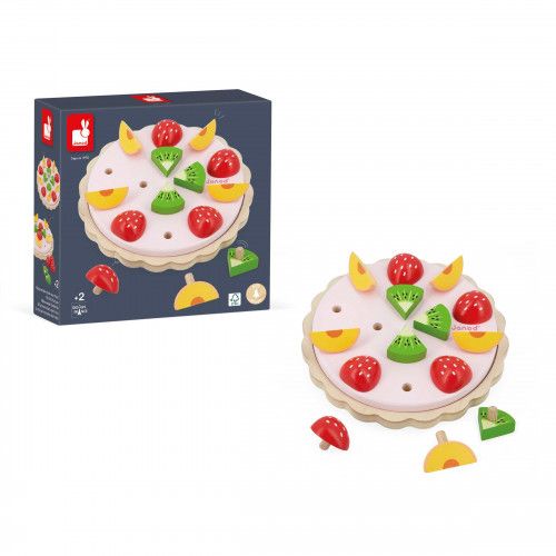 Dinette bois, set cuisine jouet, tarte aux fruits, 14 accessoires, jeu encastrement, jouet imitation bébé enfant dès 2 ans JANOD