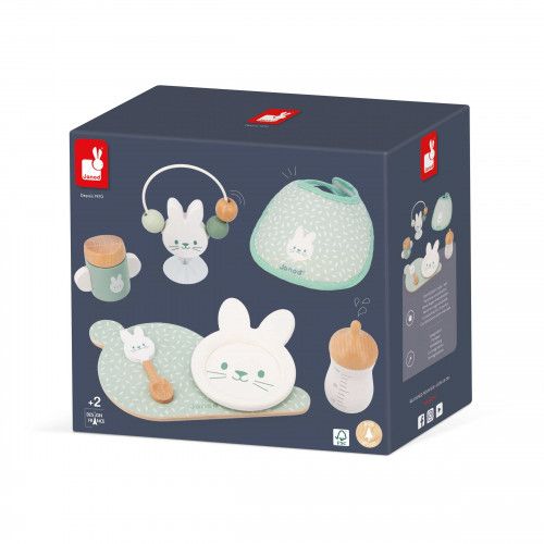 Set accessoires poupons en bois et tissu, 7 pièces, nursery, jouet imitation bébé enfant dès 2 ans JANOD