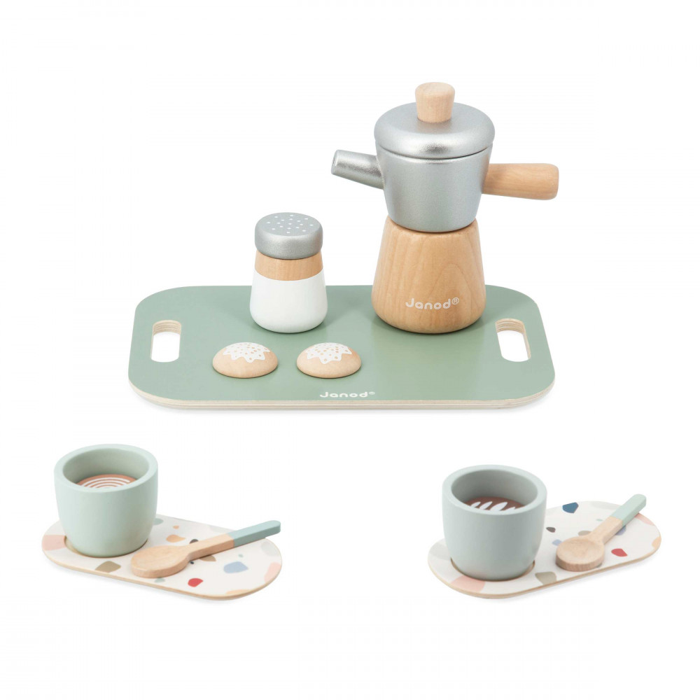 AOLEVA Service à Thé Jouets en Bois pour Enfants, Dînette Enfant Jouet de Cuisin