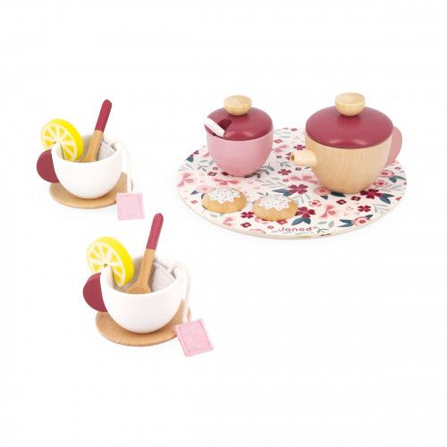 Service à Thé Jouets en Bois pour Enfants, Dinette Enfant 15 Pcs Accessoire  de Cuisine, Tea Party Jeux de Rôle, Montessori Jouet Anniversaire Cadeau  pour Filles Garçons 3 4 5 Ans 