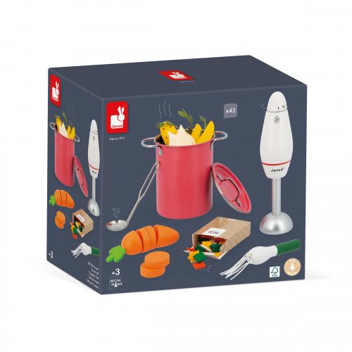 Set de soupe, accessoires dinette en bois, imitation cuisine pour enfant à partir de 3 ans JANOD