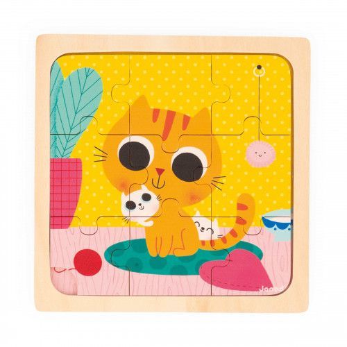 Lot 3 puzzles Trio en bois bébé, puzzles 9 pièces animaux, FSC, motricité bébé enfant dès 18 mois JANOD