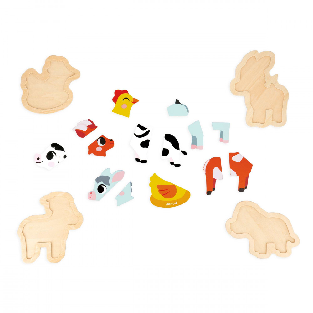 4 Puzles Evolutivos - Granja : Puzzles de madera Primera infancia Janod ...