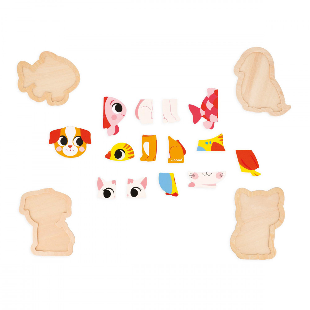 4 Puzles Evolutivos - Animales De Compañía : Puzzles de madera Primera ...