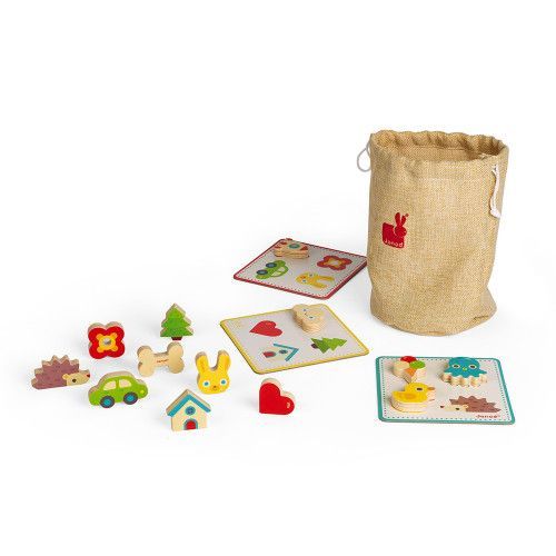 Jeu de Reconnaissance Tactile Memory Touch' en bois, mémo, éveil toucher, jeu de société, pour enfant à partir de 3 ans JANOD