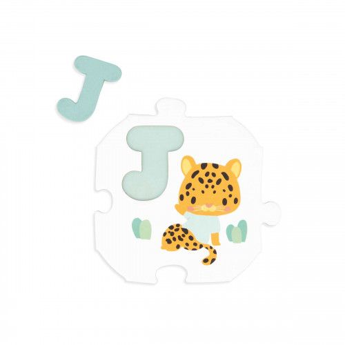 Puzzles bébé en bois et carton, puzzle 28 pièces, lettres alphabet et animaux, motricité enfant dès 2 ans JANOD