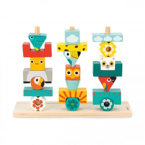 Jeu éducatif en bois - Jeu totem mémoire couleurs, enfant 3 ans - Janod