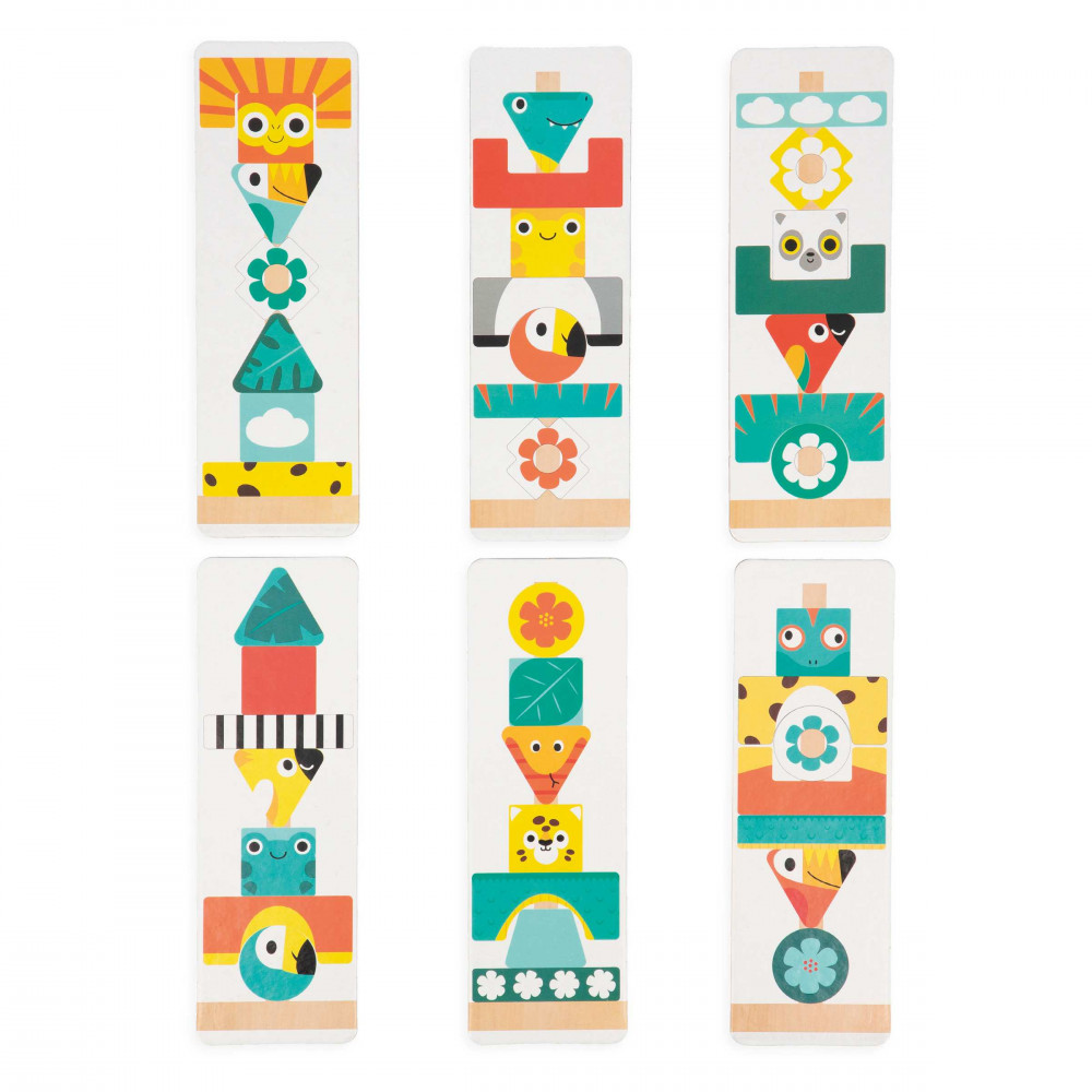 Jeu D'empilement Totem Tropik Janod - 52 Pièces En Bois FSC, 12 Modèles - Jouet éducatif Enfant Dès 3 Ans