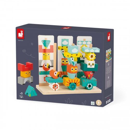 Jeu éducatif en bois - Jeu totem mémoire couleurs, enfant 3 ans - Janod