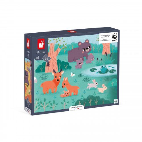 Puzzle enfant carton, puzzle panoramique 4 saisons, nature animaux, puzzle 36 pièces FSC, pour enfant dès 4 ans JANOD et WWF