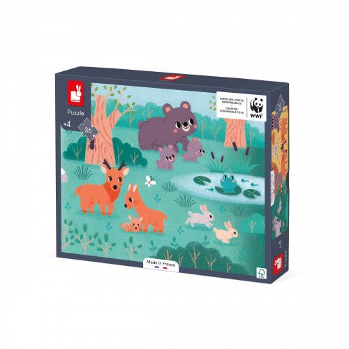 Puzzle enfant carton, puzzle panoramique 4 saisons, nature animaux, puzzle 36 pièces FSC, pour enfant dès 4 ans JANOD et WWF