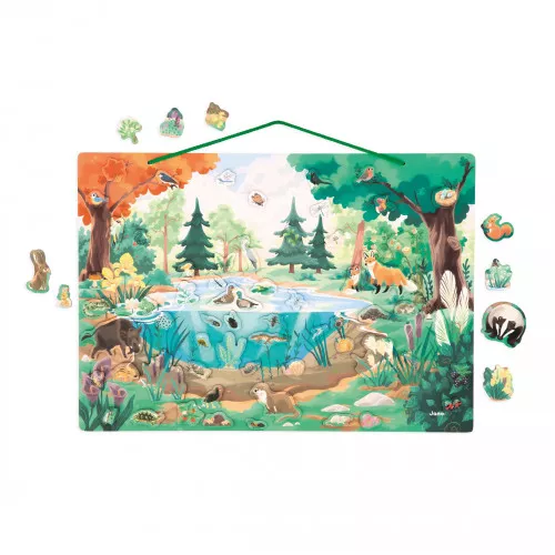 Tableau magnétique enfant, puzzle éducatif 70 magnets, nature animaux, avec poster, FSC, pour enfant dès 5 ans JANOD et WWF