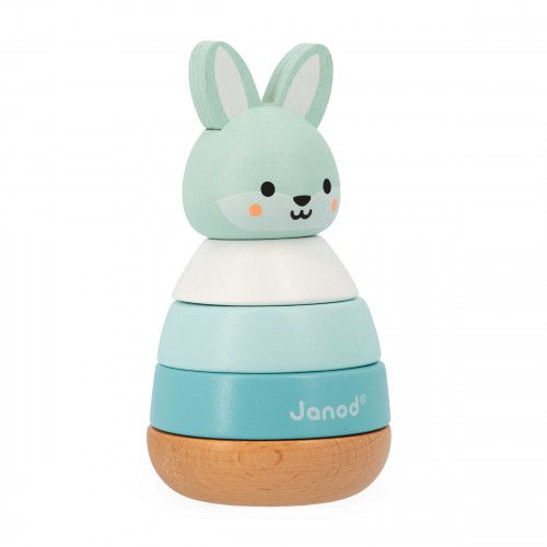 Empilable en bois bébé, empilable lapin, FSC, 4 pièces, jeu motricité bébé dès 12 mois - 1 an JANOD et WWF