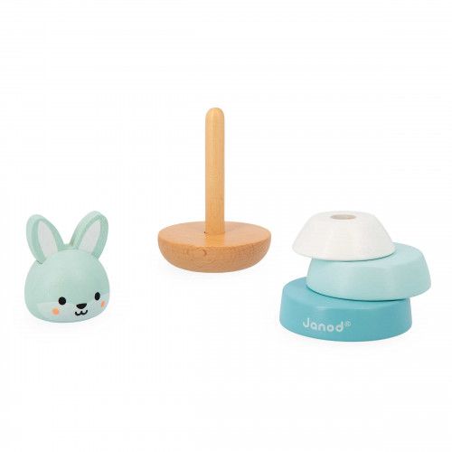 Empilable en bois bébé, empilable lapin, FSC, 4 pièces, jeu motricité bébé dès 12 mois - 1 an JANOD et WWF